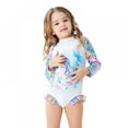 thumbnail image 4 of LOVEBAY Little Girls Rash Guard Sets One-Piece Swimsuit Bathing Suit Kids Sun Protection Swimwear Beach Sunsuits with Hat, Size 8-9 Years, 4 of 8