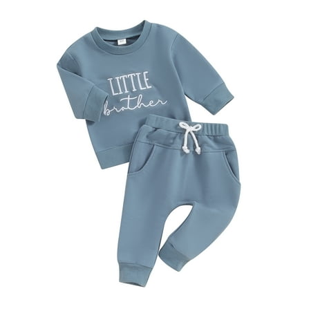 

Mioliknya Baby Boys Pants Set Long Sleeve Embroidery Letters Sweatshirt Pants