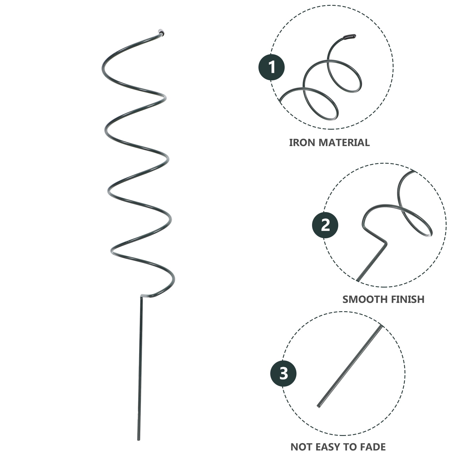 6 Pcs Support Frame for Flower Plant Holder Spirals Poles Green