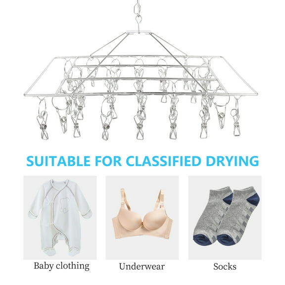 HEMOTON Stand Drying Rack Towel Hanger Travel Baby 39.5X29.5X28CM Silver