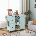 thumbnail image 2 of Sfugno Large Kitchen Island on Wheels, Mobile Kitchen Island Cart with 4 Drawers, Wine Bar Rack, Spice Rack and Storage Cabinets for Kitchen Dining Room,Light Blue, 2 of 9