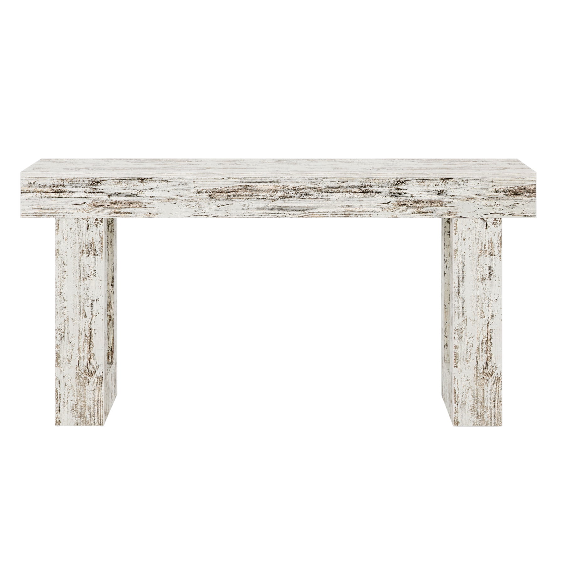 Demi Bonn 63" Console Table, Farmhouse Wooden Sofa Table Entryway Table for Hallway, Entrance, Living Room, Bedroom, Gray + White