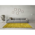 thumbnail image 3 of Ahgly Company Machine Washable Indoor Round Abstract Yellow Contemporary Area Rugs, 5' Round, 3 of 4