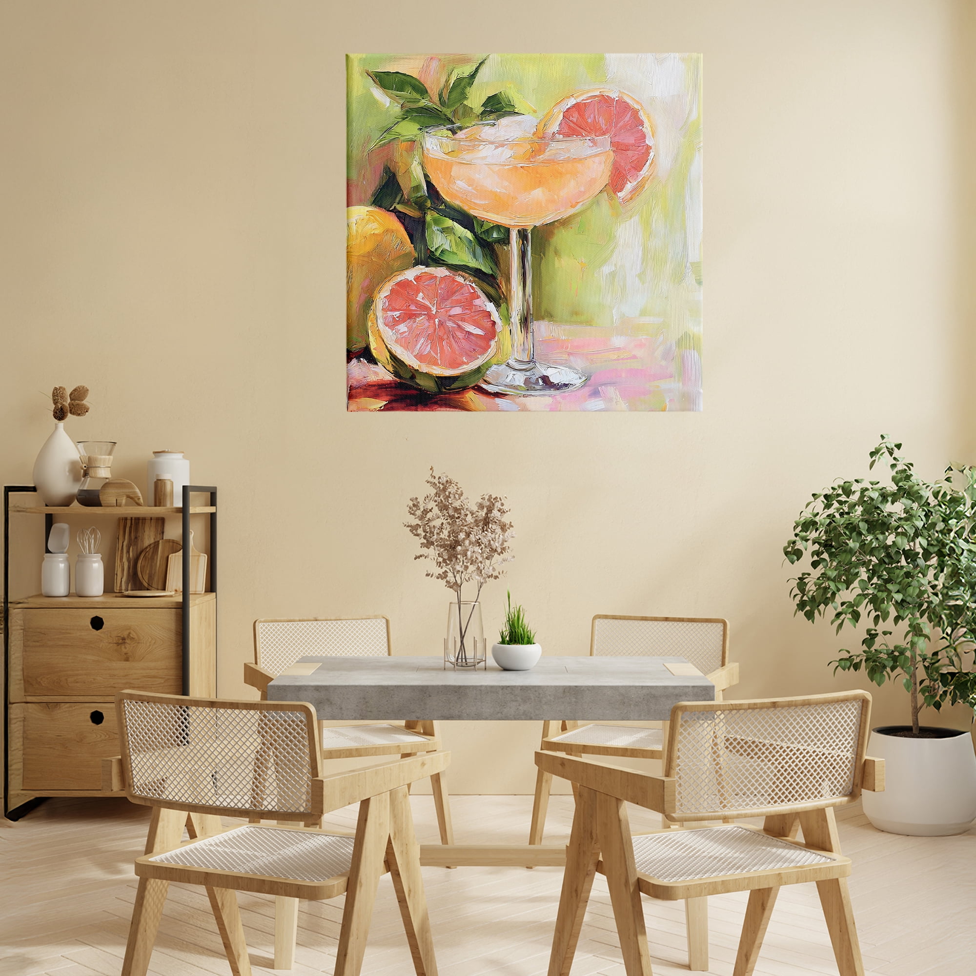 Stupell Industries Grapefruit Summer Cocktail Canvas Wall Art, design by Riley B