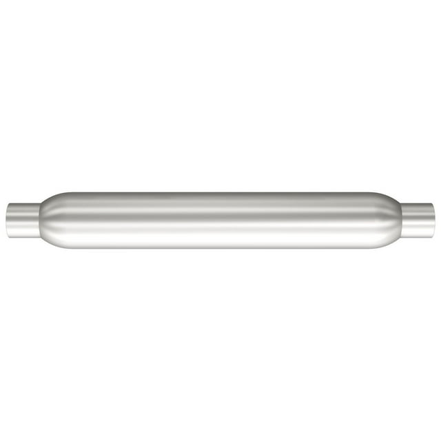 Magnaflow Performance Exhaust Muffler 18124 3-1/2 Inch Diameter Aluminized Steel Case; Single 2 Inch Center Inlet; Single 2 Inch Center Outlet; 18 Inch Body/22 Inch Overall Length
