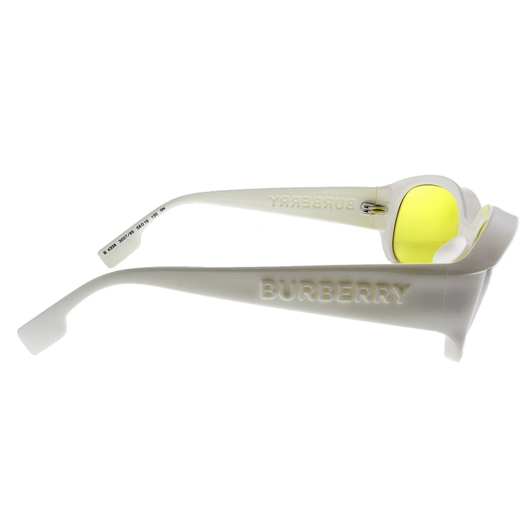 Burberry Milton BE 4338 Plastic Unisex Oval Sunglasses White 