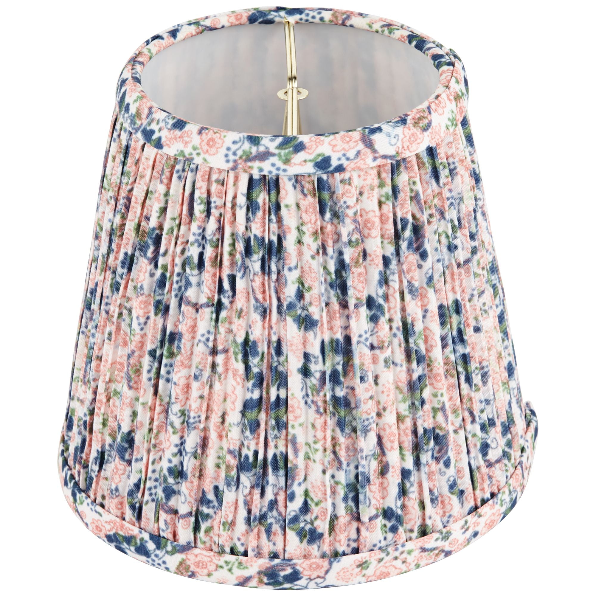 Springcrest 4" Top x 6" Bottom x 5 1/2" High x 5 1/2" Slant Print Lamp Shade Replacement Set of 4 Pink Blue Shirred Pleated Clip On