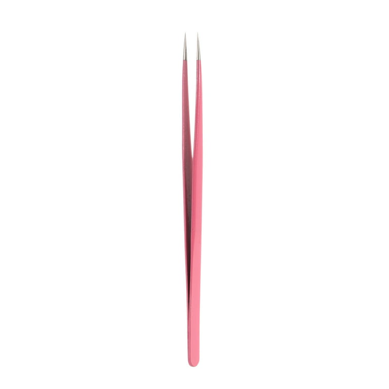 2pcs Pink Stainless Steel Diy Planner And Scrapbook Tweezers, Multi-color  Macaroon Printed Straight And Curved Tweezers For Eyelash Extension