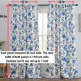 thumbnail image 3 of THD Skar Floral & Birds Patterned Window Back Tab Rod Pocket Curtains Bedroom - Light Blocking Darkening Window Panels, Set of 2 (Blue, 52 W x 84 L), 3 of 8