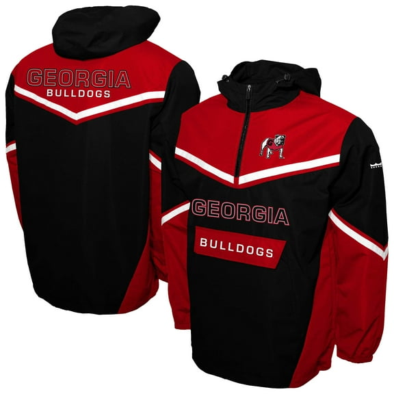 Men's Franchise Club Black Georgia Bulldogs Action Anorak Half-Zip Jacket