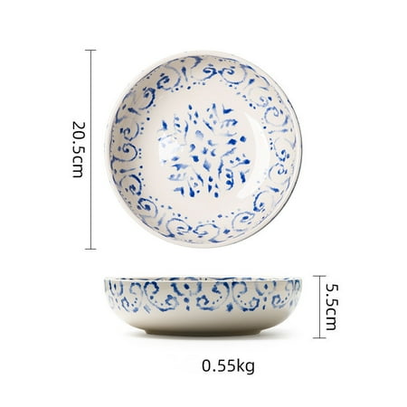 

Homeex Creative Round Hand Painted Household Ceramic Plate 8 Inch Blue