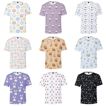 

Easter Day Kids Adults Print Tees Shirts Crew Neck Youth Boys Girls Tops Multisize Happy Easter Day Print Parent-child Clothing