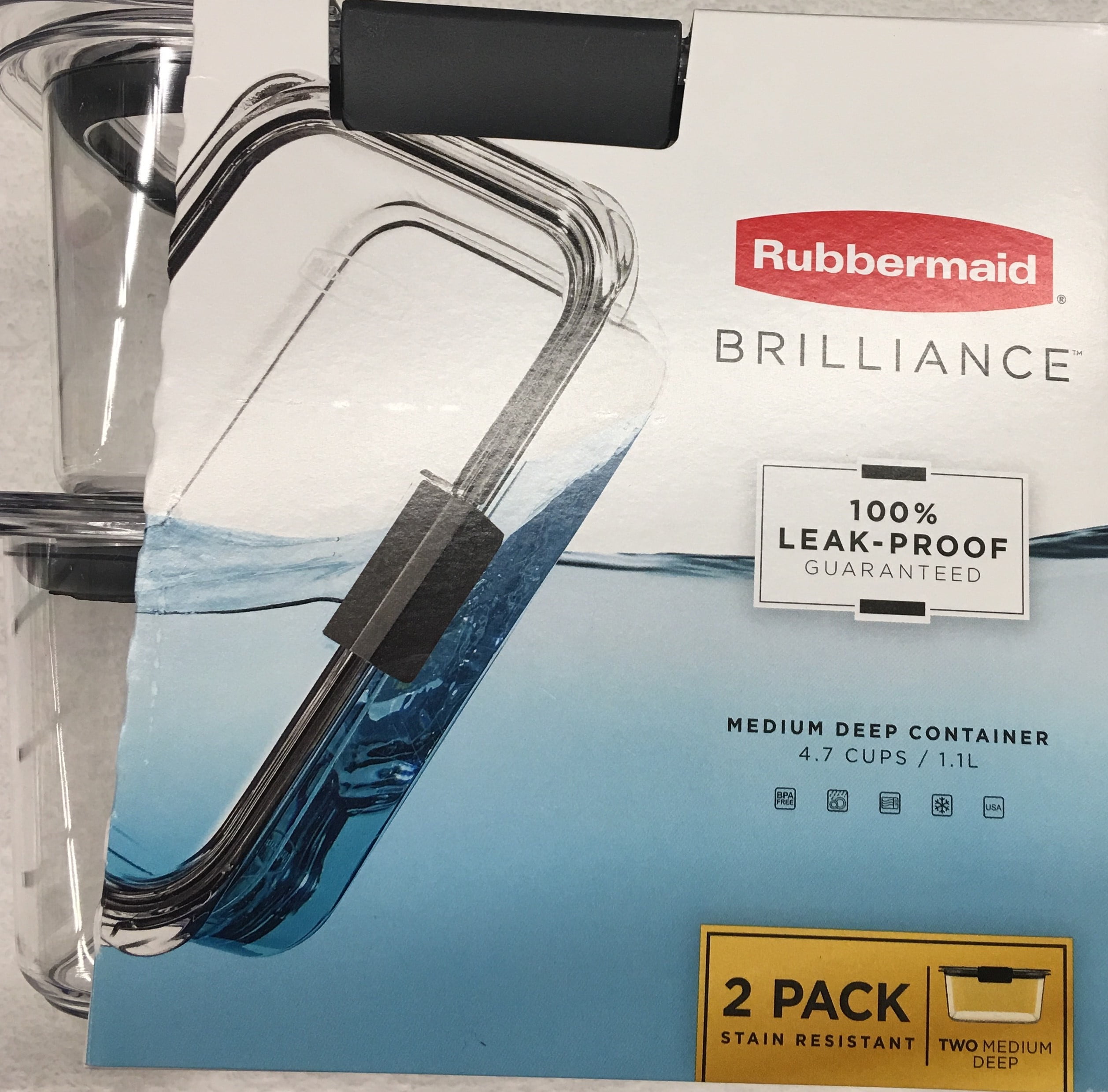 Rubbermaid 4.7 Cup Brilliance Container, 2 Count
