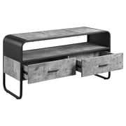 ACME Raziela Storage TV Stand in Concrete Gray and Black Metal Frame
