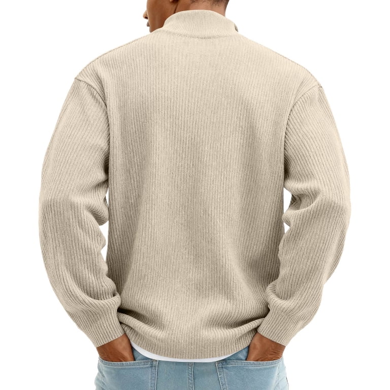 LNZGNM Quarter Zipper Pullover Men L-5XL Stand Collar 1/4 Zip
