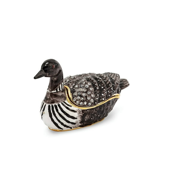 Pewter Enamel Loon Duck Trinket Box