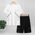 thumbnail image 2 of Gubotare Tween Boys Clothes Summer Simple Print T-Shirt And Shorts Set 2 Pieces Teen Trendy Outfits Size 7-14 Year White,Size 15-16 Years, 2 of 4