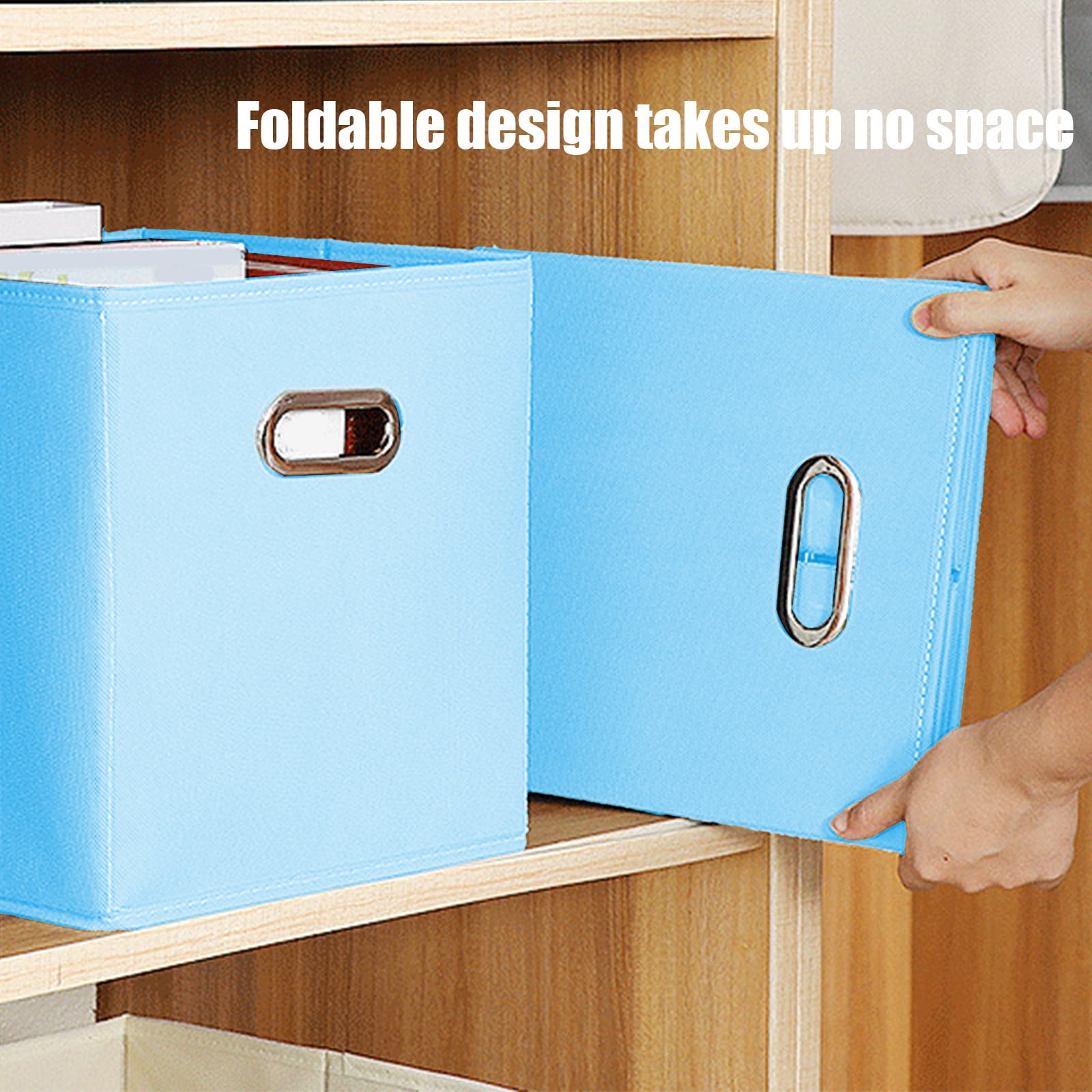 Foldable fabric storage box with lid, multifunctional organizer for clothes toys accessories, home and car drawer storage solution, compact and durable for efficient organization