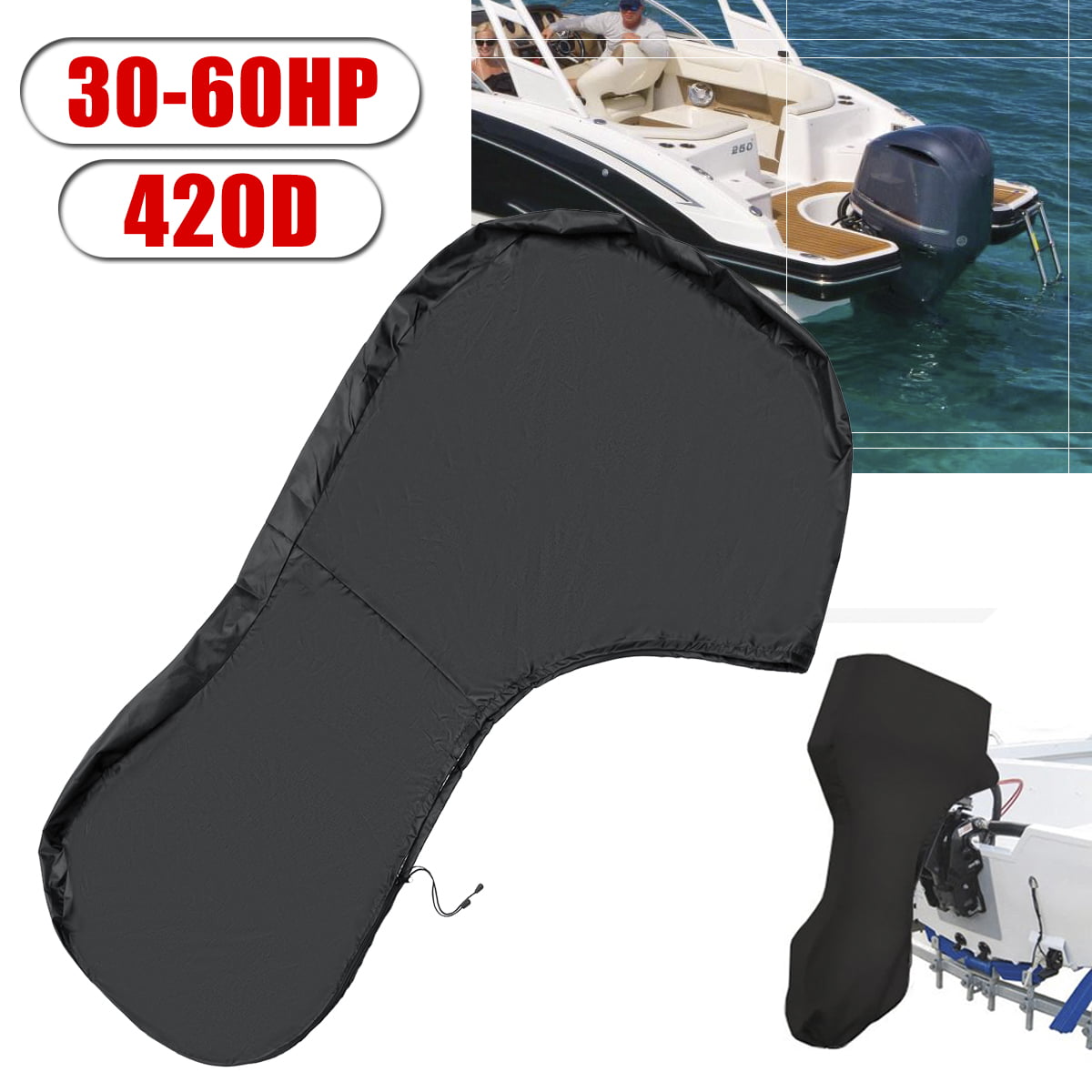 Full Outboard Motor Engine Cover Waterproof Boat Cover with 600D Heavy Duty Oxford Fabric Extra PVC Coating Fit for Motors TeBaisea Outboard Motor Cover