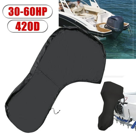 420D Full Outboard Engine Boat Cover Fit Up to 30 -60 HP Motor Black (Best 60 Hp Outboard Motor)
