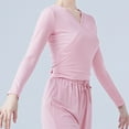 thumbnail image 2 of Zaldita Ballet Wrap Top Dance Long Sleeve Self Tie at Back Cardigan for Women Crochet Dance Tops Pink S, 2 of 4