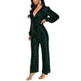 thumbnail image 3 of Wiyuqeen Women's Sparkly Jumpsuits Sequin Slim Fit Overalls Clubwear One Piece Deep V Neck Long Sleeve Pants Rompers with Belt, 3 of 5