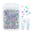 thumbnail image 3 of 2g bag size mixed laser silver four-corner stars nail art sequins crystal drop glue filled sequins 12 colors-Laser gold, 3 of 6