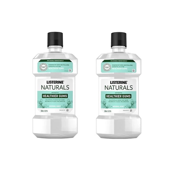 Listerine Naturals Antiseptic Healthier Gums Mouthwash, Herbal Mint