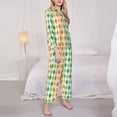 thumbnail image 3 of Salouo St. Patrick's day argyle Pattern Women's Pajamas Set Long Sleeve Button Down Sleepwear Soft Pj Lounge Sets for women 2 Piece Pjs Set with Long Pants-XX-Large, 3 of 7