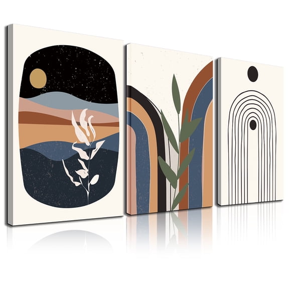 Framed Boho Wall Art Set of 6 for Wooded Minimalist Botanical Print Wall Art for Wall Decor (Brown)