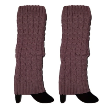 

harmtty Women Cable Knit Leg Warmers Knitted Crochet Long Socks Skin Pink