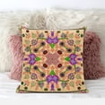 thumbnail image 4 of Amrita Sen Designs  20 x 20 in. Paisley Leaf Geo Duo Suede Zippered Pillow with Insert - Beige, Purple & Green, 4 of 5