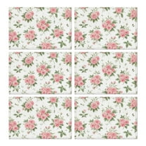 Pioneer Flower Floral Print Pattern Summer Placemats Table Placemats Set Of 6-Linen Kitchen Washable Placemats Table Mats 12x18 Inch Non-Slip Heat Resistant