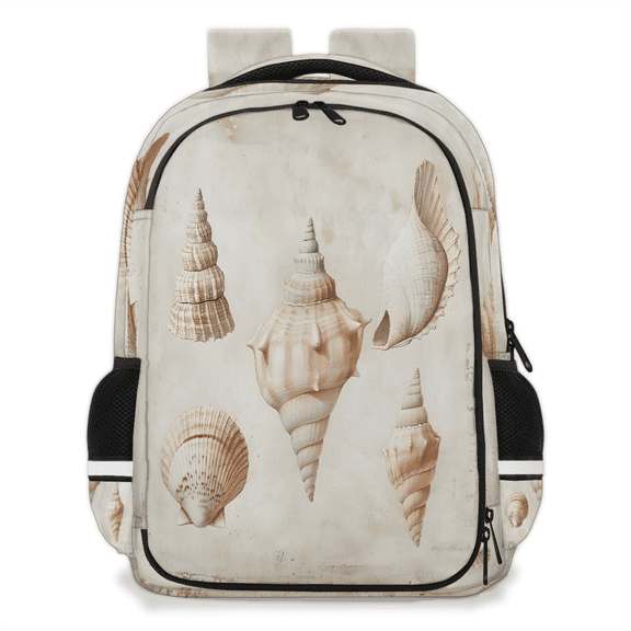 Jiaoprinted Vintage Seashells Multi-Functional Backpack, Adult Laptop Backpack Casual Daypack for Work Travel Outdoor, Nautical