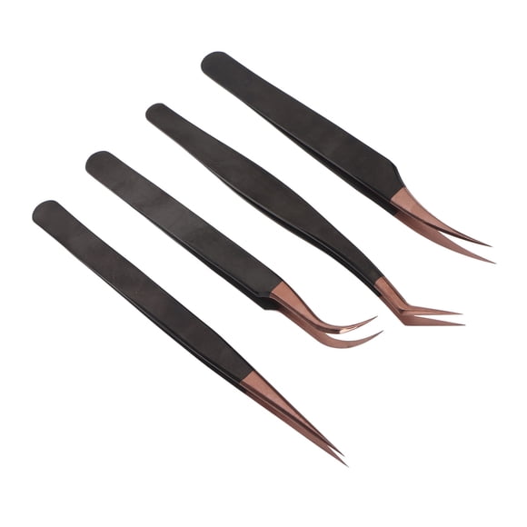 Pinzas para pestañas, 4 piezas Pinzas para extensión de pestañas Pinzas para decoración de uñas Pinzas para extensión de pestañas Diseño fácil de usar