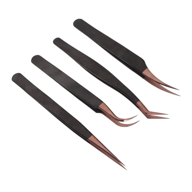 Pinzas para pestañas, 4 piezas Pinzas para extensión de pestañas Pinzas para decoración de uñas Pinzas para extensión de pestañas Diseño fácil de usar