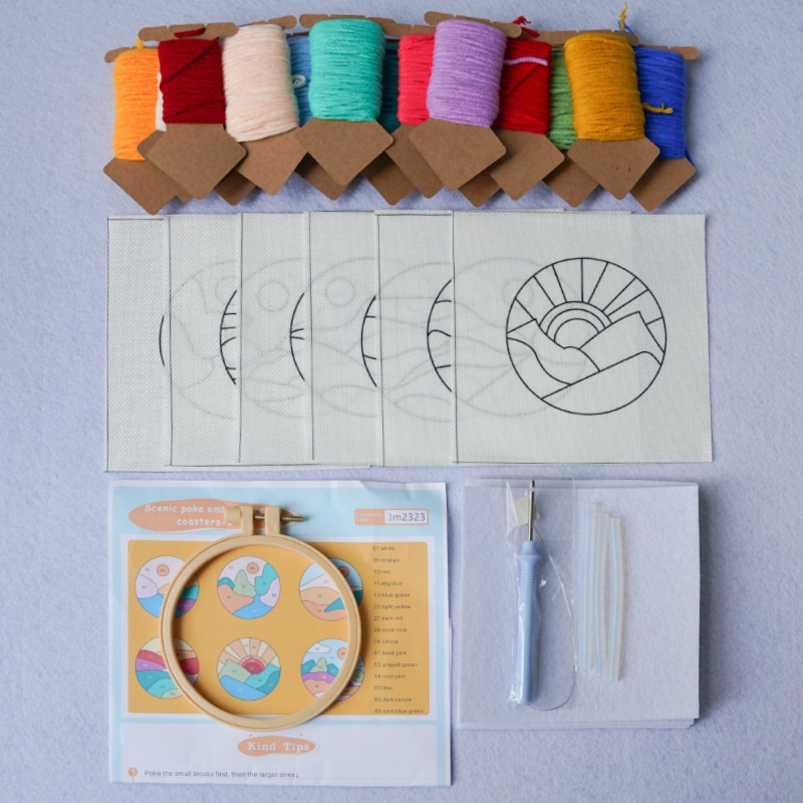 UUHYTG Punch Needle Kit for Adults Beginners, Punch Needle Embroidery Kit with Patterns Yarn Tools and Embroidery Hoop DIY Punch Stitching Craft Kit for Wall Decor Handmade Craft Hobby