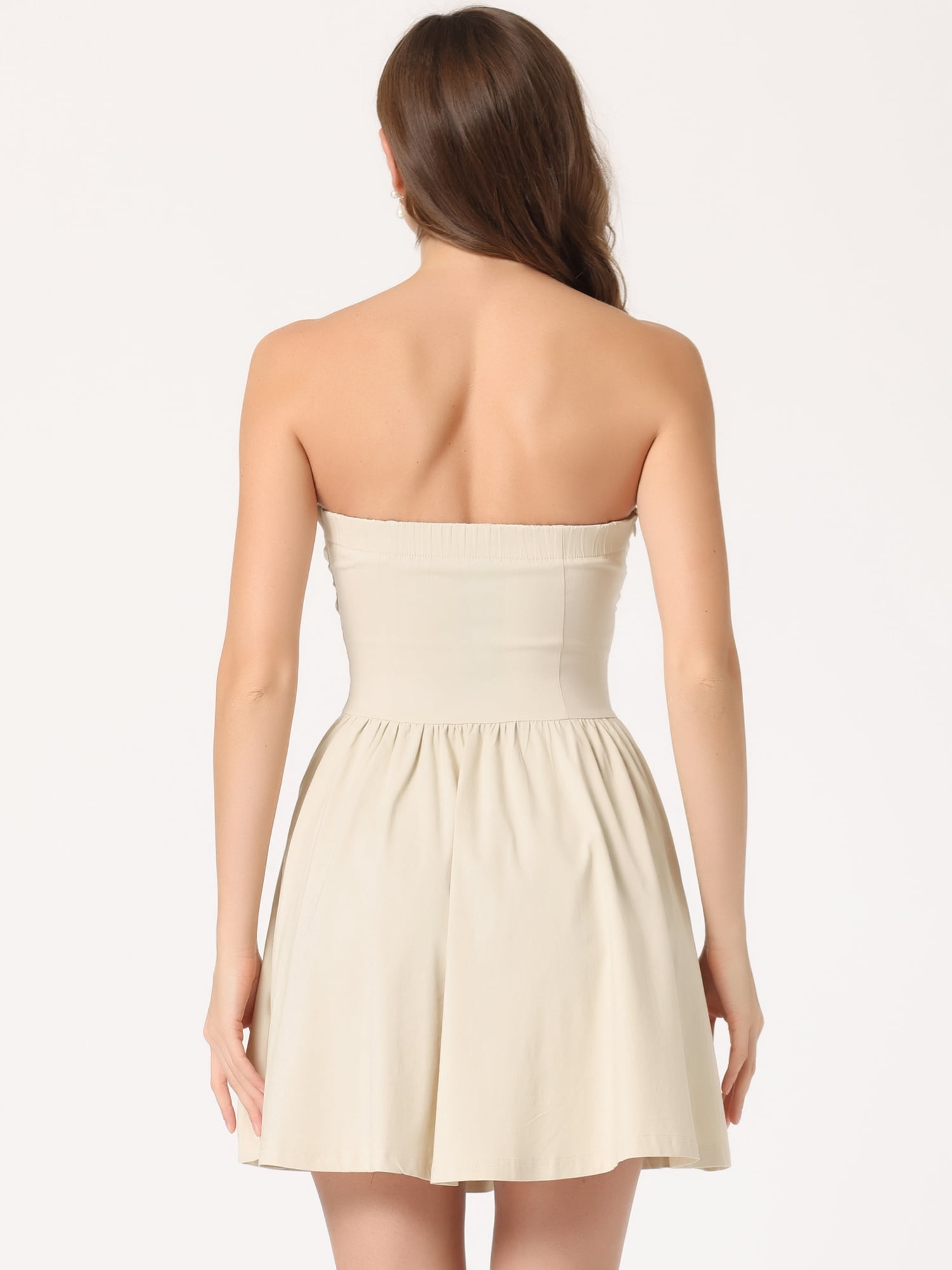 DARING DIVA Party Mini Strapless Sweetheart Neck Christmas Mini Dress M Apricot