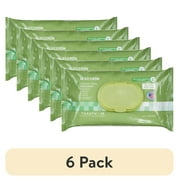 (6 pack) McKesson Flushable* Wet Wipes - Aloe & Vitamin E Formula, Gentle on Skin, Plant-Based Adult Cleansing Wipes - Scented, 48 Wipes, 1 Pack