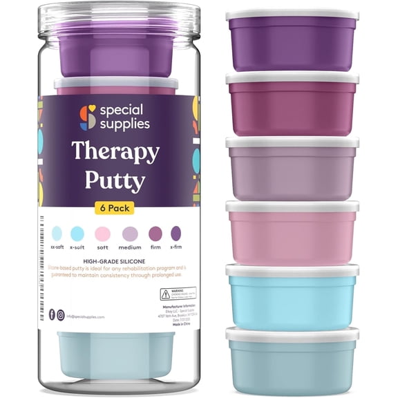 Special Supplies Therapy Putty for Kids and Adults - Hand Therapy Putty for Strength, Motor Skills & Stress Relief - Set of 6 Strengths, 3 Ounces Each (Unicorn)