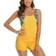thumbnail image 2 of Traje de baño tankini para mujer, control de barriga, corte holgado, retazos, sin mangas, fruncido, traje de baño amarillo 2XL, 2 of 8