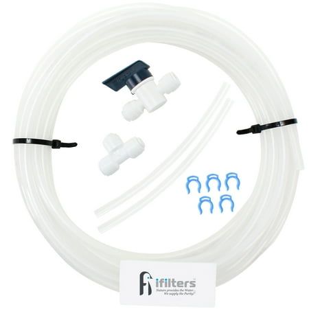 

iFilters Refrigerator Ice Maker Water Line Kit for Reverse Osmosis Systems and Water Filters 20 ft 1/4 Tubing