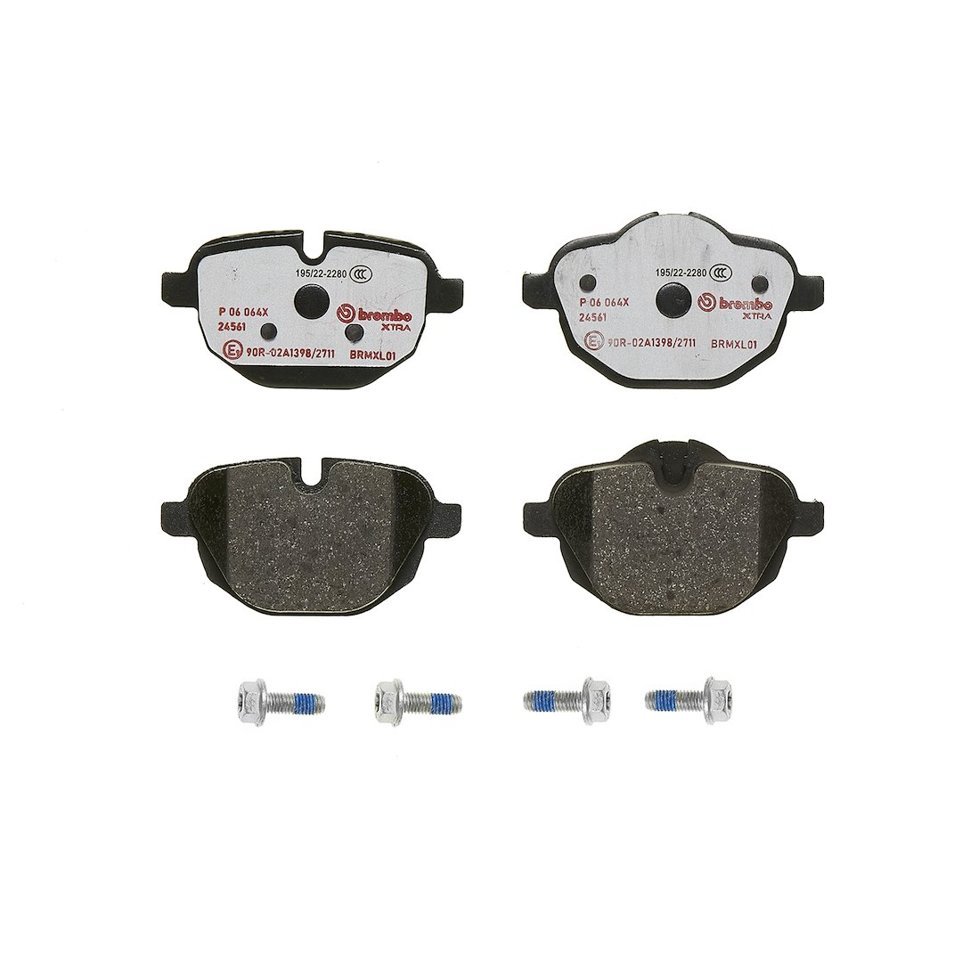 Brembo P06064X; Brake Pad; XTRALINE; FMSI Number D1473-8672; Low-Metallic; Set Of 4; With Mounting Hardware
