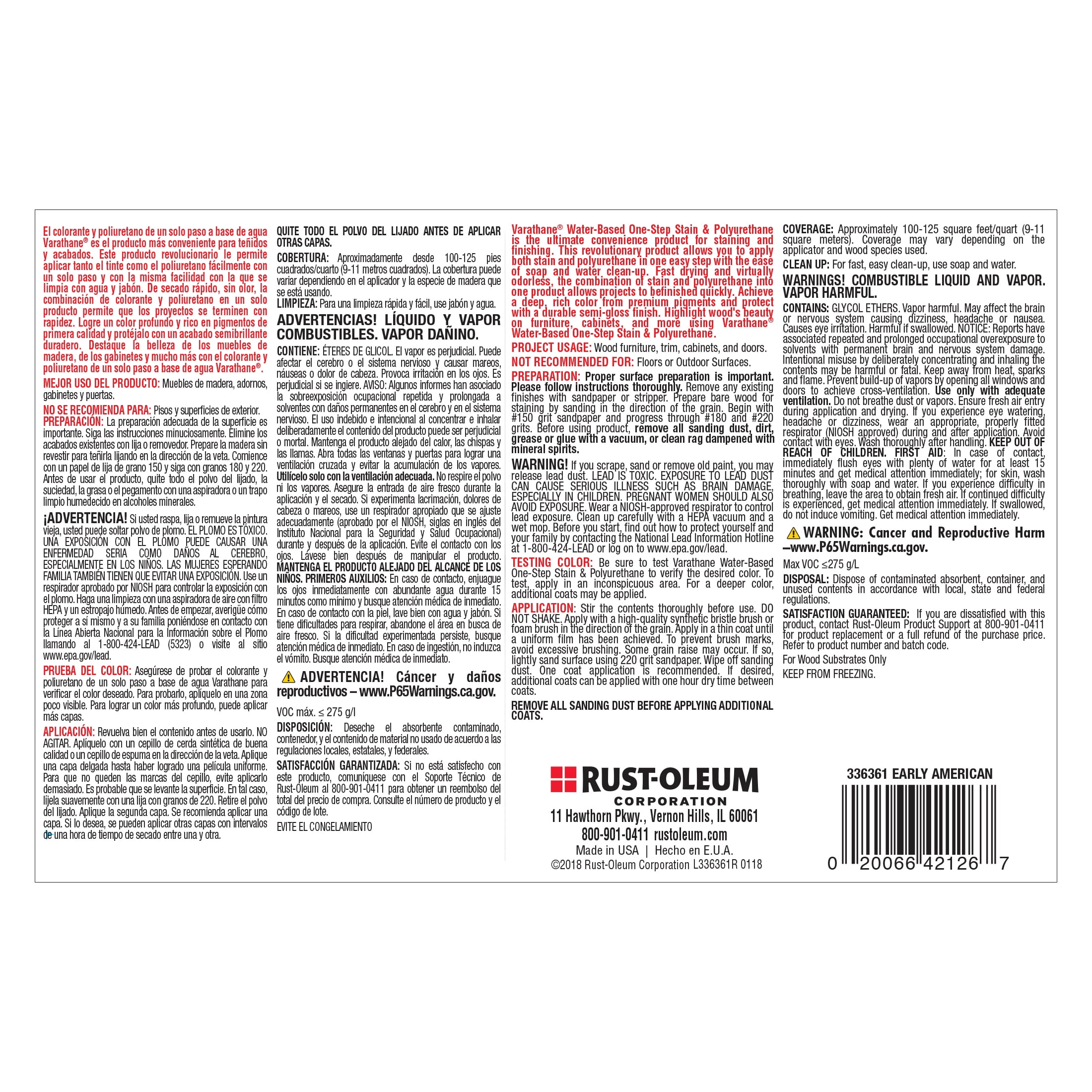 2 Pack, Early American, Varathane Stain + Polyurethane, Semi-Gloss -336361, Quart