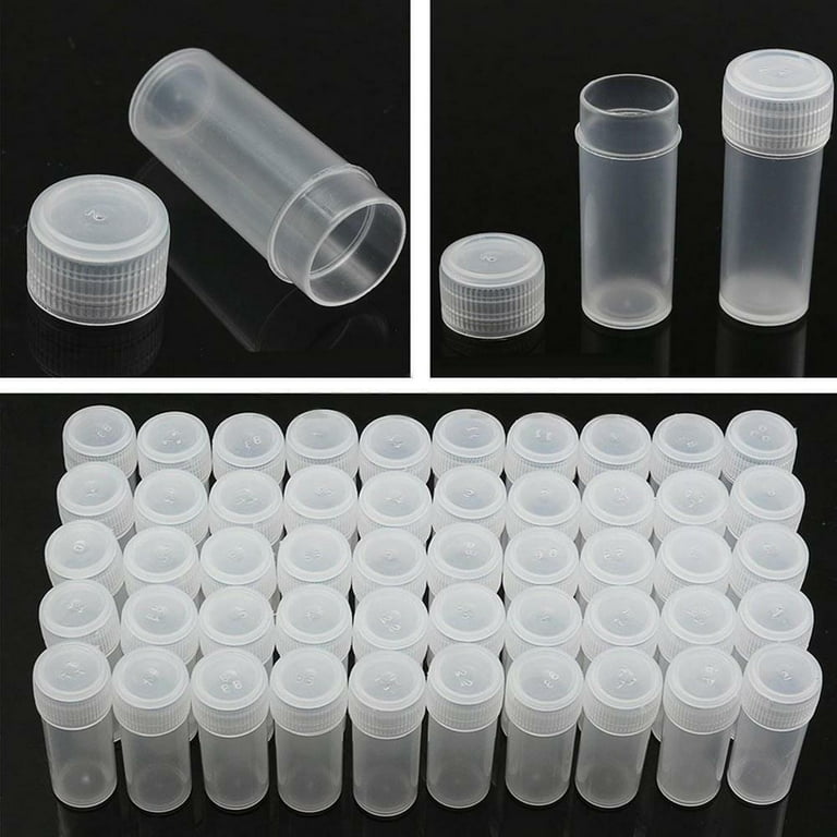 50PCS 5ml Plastic Sample Bottles Vials Mini Clear Storage Case