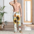 thumbnail image 5 of Uemuo Sunflowers Leaves And Birds Pattern Men's Wide Leg Palazzo Lounge Pants with Pockets Light Weight Loose Comfy Casual Pajama Pants-Medium, 5 of 9