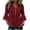 Wine, variant on hoksml Women's V Neck Partial Button 3/4 Bell Sleeve Blouse, Curved Hem Linen Texture Casual Tunic Top for Office Daily Wear