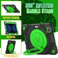 thumbnail image 3 of ELEHOLD Kids Case for iPad Pro 11" (2022/2021/2020/2018) / iPad Air4 Air5 10.9",Rugged Shockproof Case with Rotatable Folding Handle Grip Kickstand Crossbody Shoulder Strap Pencil Holder,Black+Green, 3 of 8
