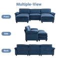 thumbnail image 6 of Ktaxon 120" W Sectional Convertible Sofa U Shaped Modular Couch with Double Chaise Coarse Linen Sleeper Set with 3 Oversized Seats Blue, 6 of 9