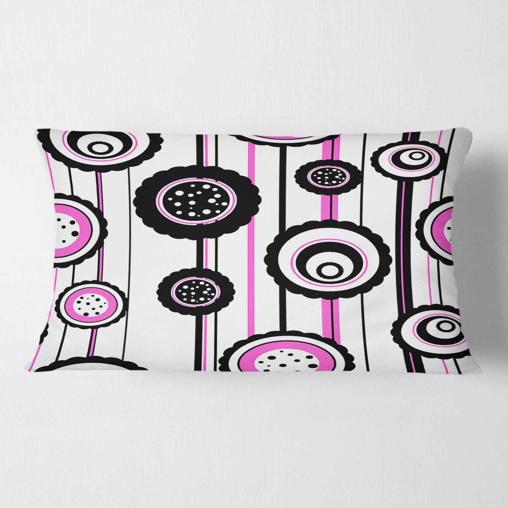 Designart Circular Retro Pattern I' Mid-Century Modern Throw Pillow - 12x20